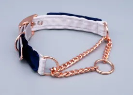 Navy & Dusty Lilac Mini O-Ring Martingale Collar