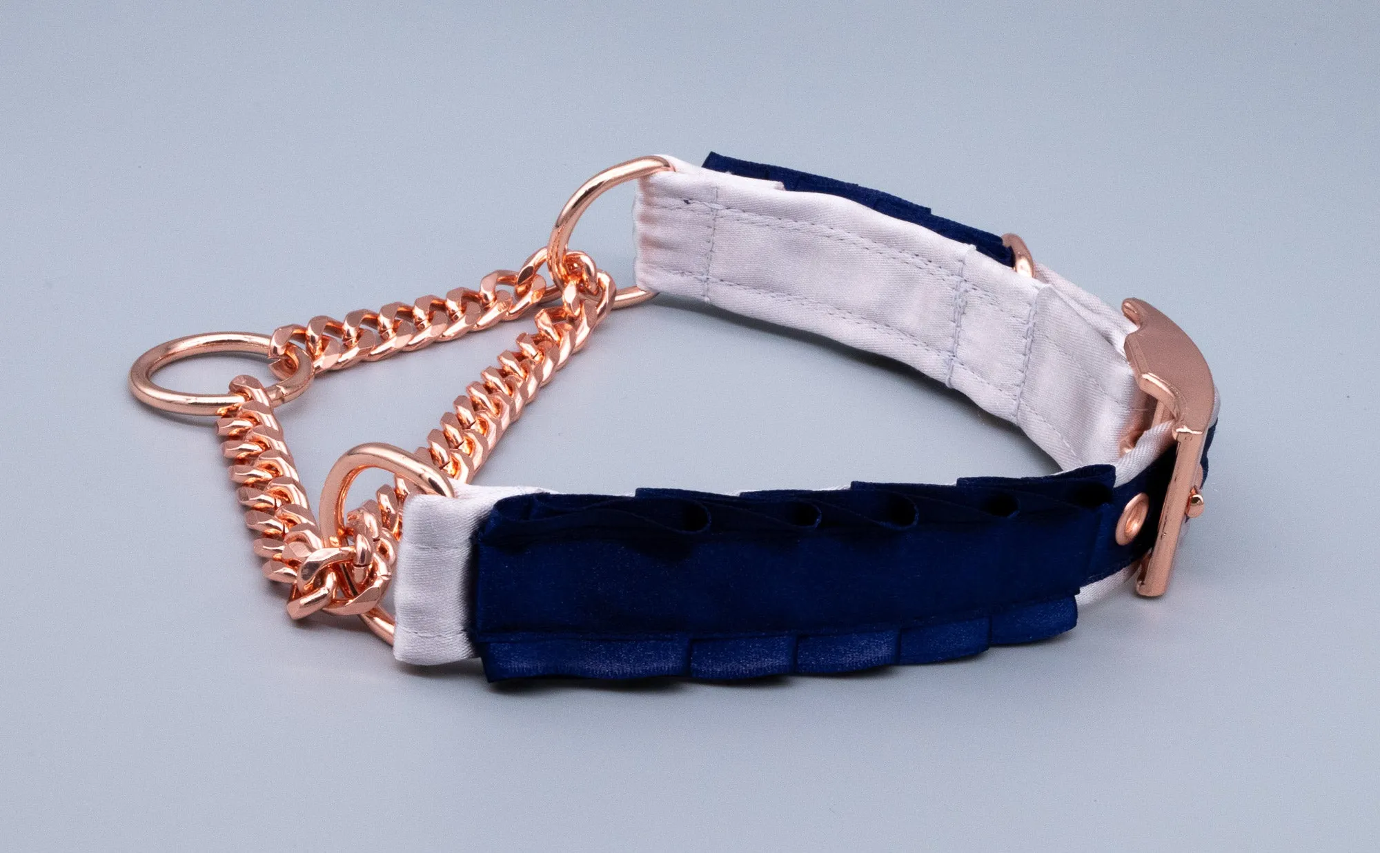 Navy & Dusty Lilac Mini O-Ring Martingale Collar