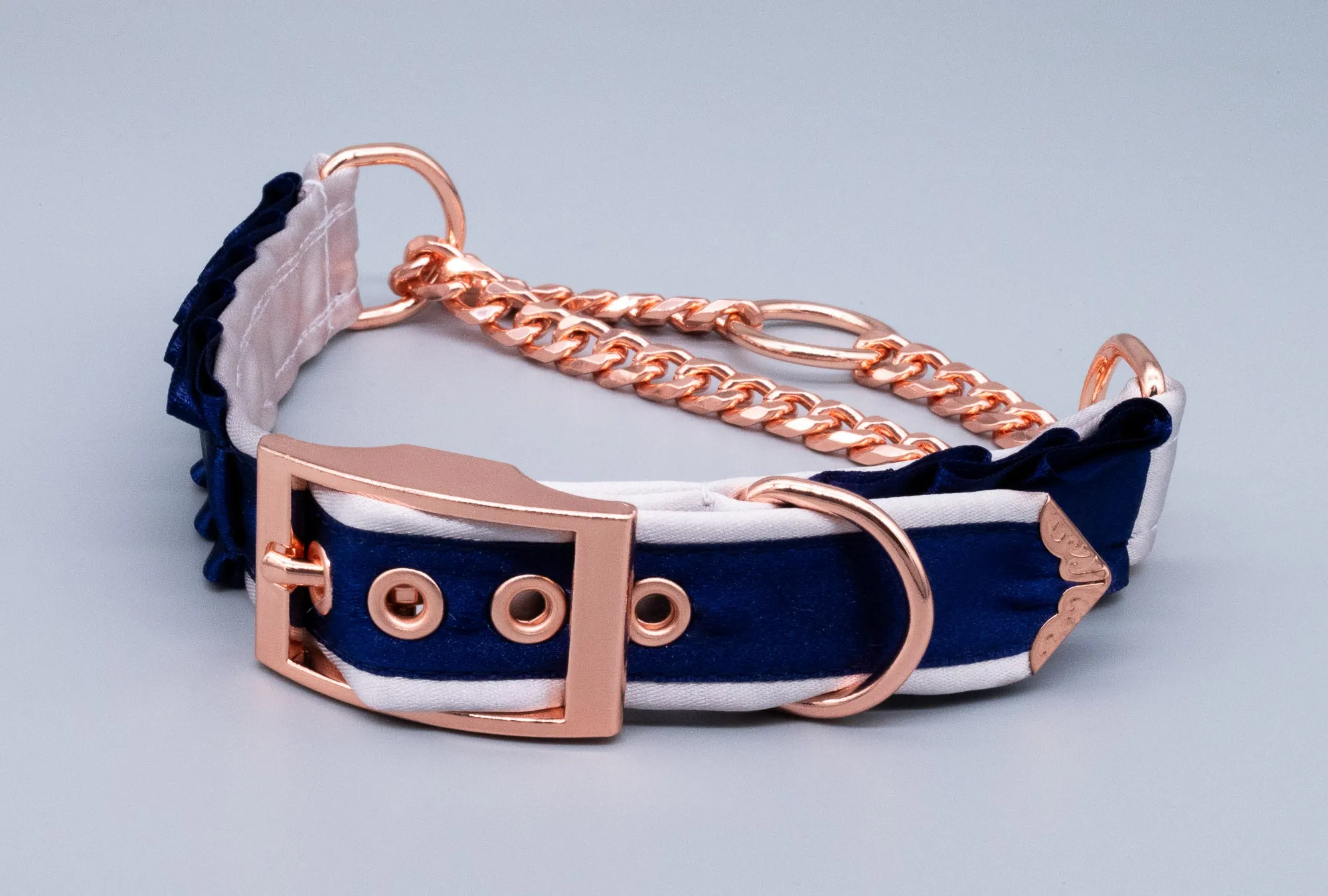 Navy & Dusty Lilac Mini O-Ring Martingale Collar