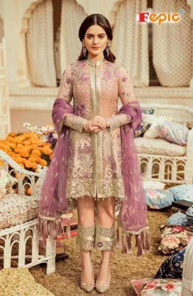 Peach Designer Embroidered Fashion Heavy Pakistani Suit 34003