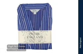 Peter England Navy Satin Stripe Poplin Dressing Gown Style: PE3514-058