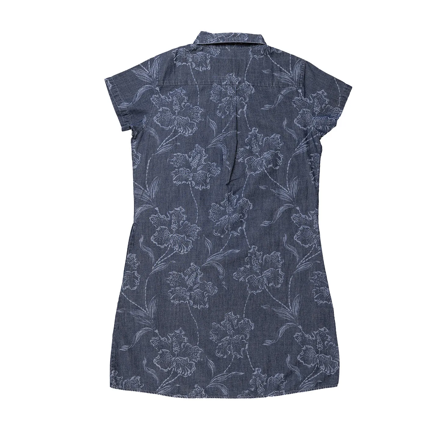 Placket Dress Indigo Denim Western Floral