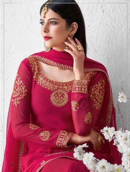 Red Eid Special Georgette Designer Heavy Embroidered Pakistani Style Dress