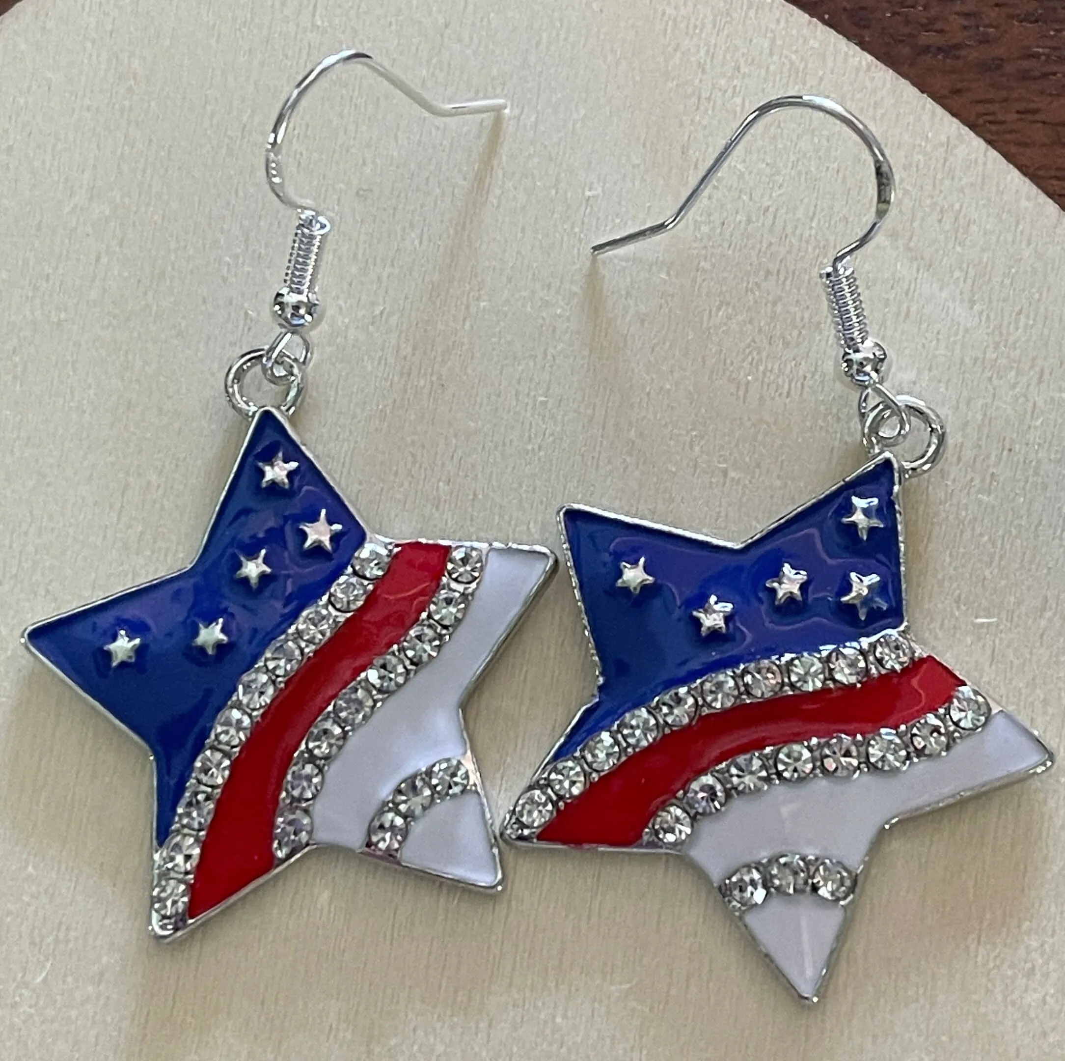 Red White Blue Earrings | American Flag Earrings | Patriotic Earrings | Bling Jewelry | Gifts for Her | Holiday Charms | Dangle Earrings