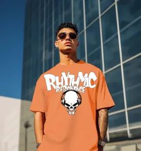 RHYTHMIC Orange Oversized Typographic Front Printed Tshirt