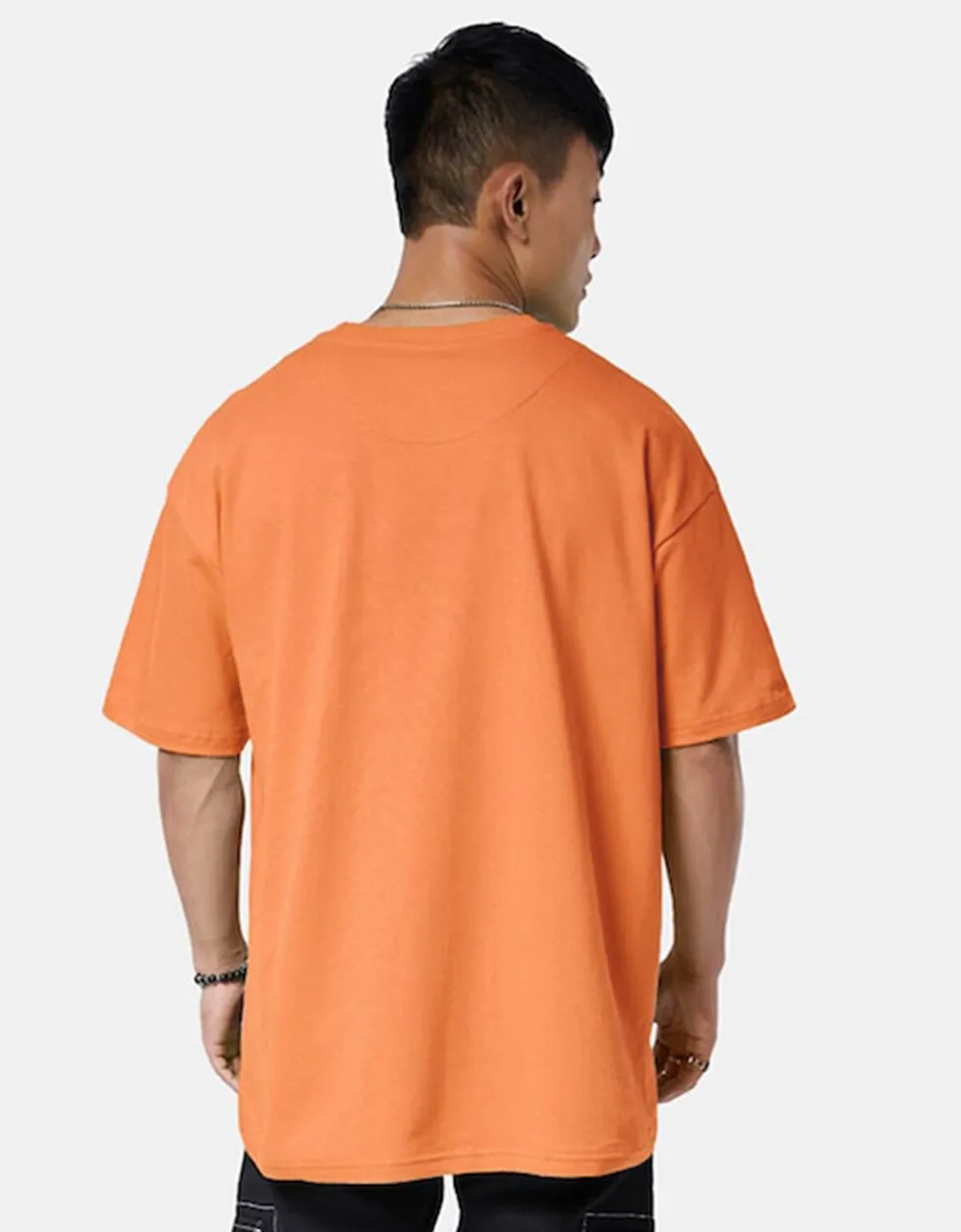 RHYTHMIC Orange Oversized Typographic Front Printed Tshirt