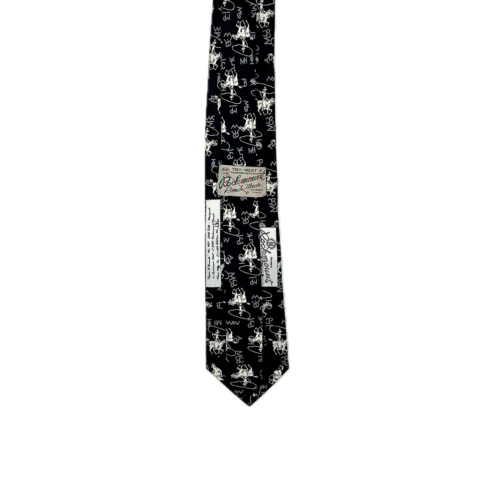 Roper & Brands Black Western Silk Tie