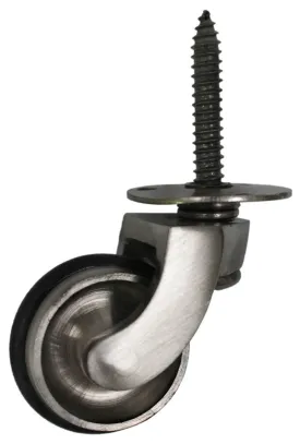 Satin Screw Castor with Rubber Tyre