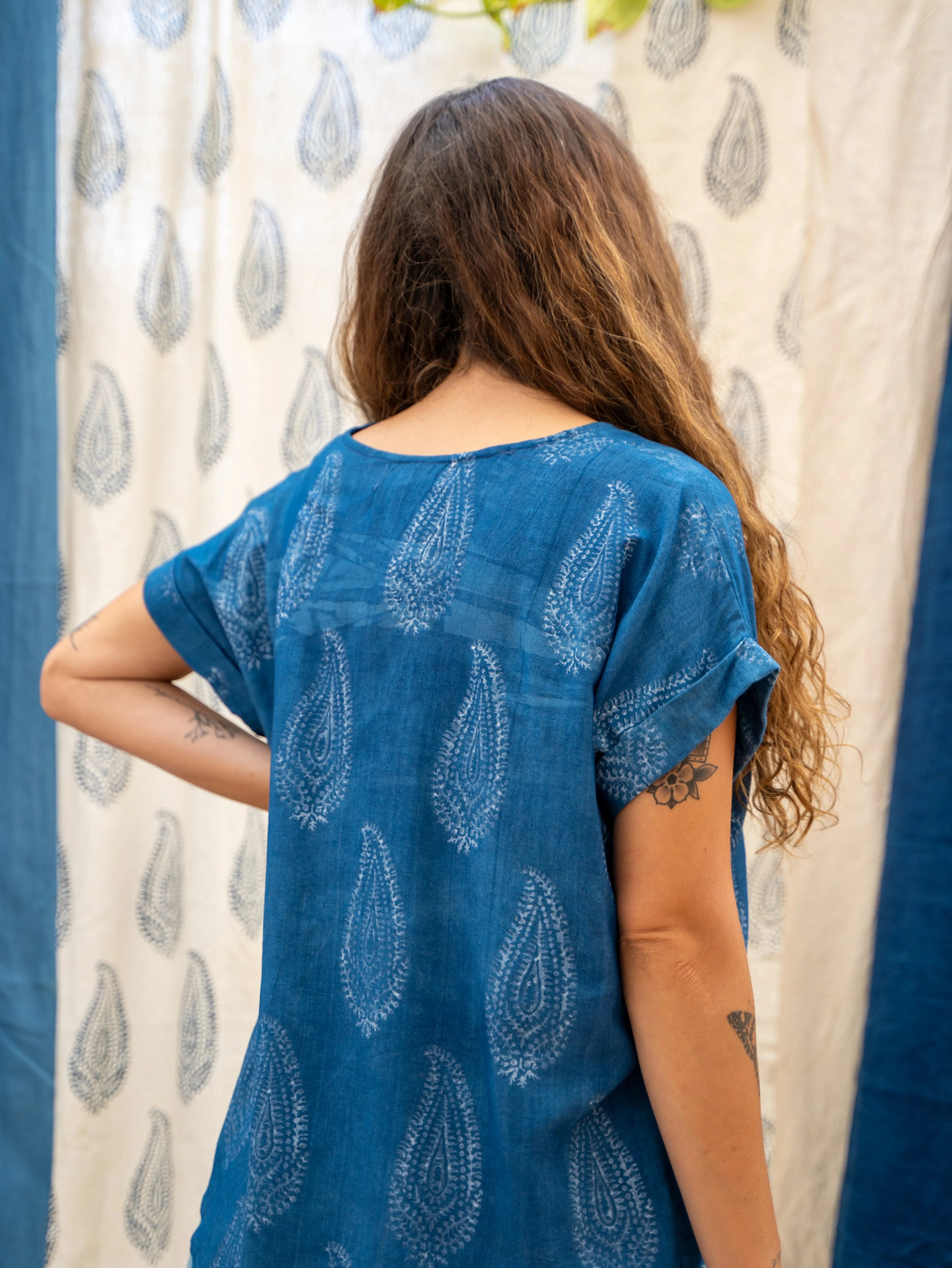 Short Sleeve Top - Kashmiri Leaf Print