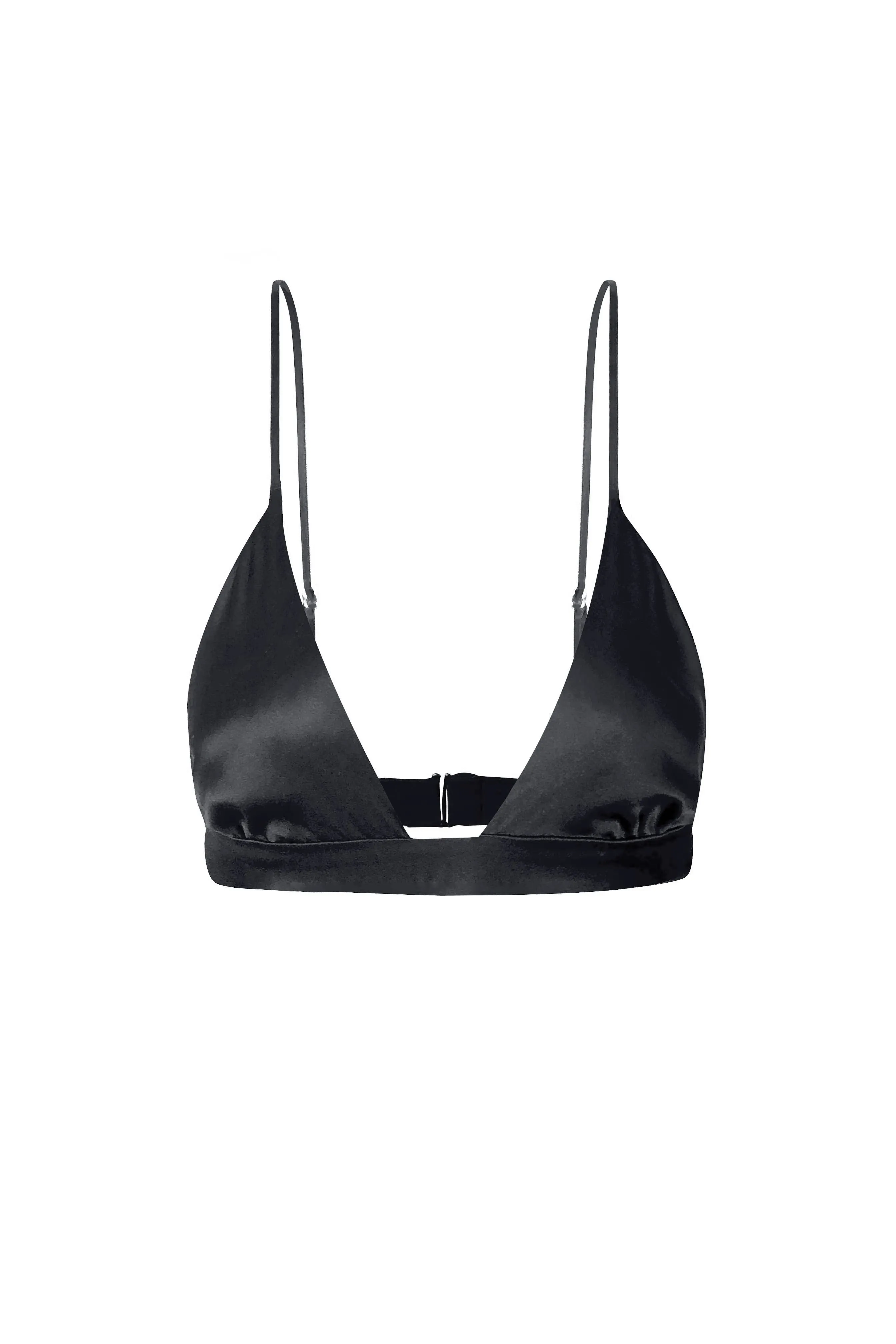 Silk Triangle Bra - Black