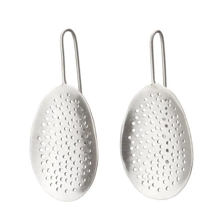 Single Layer Perforated Earrings Silver - Shabana Jacobson