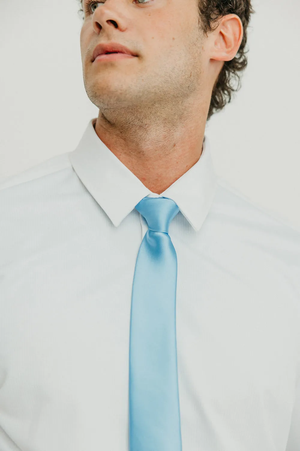 Solid Dusty Blue Satin Tie