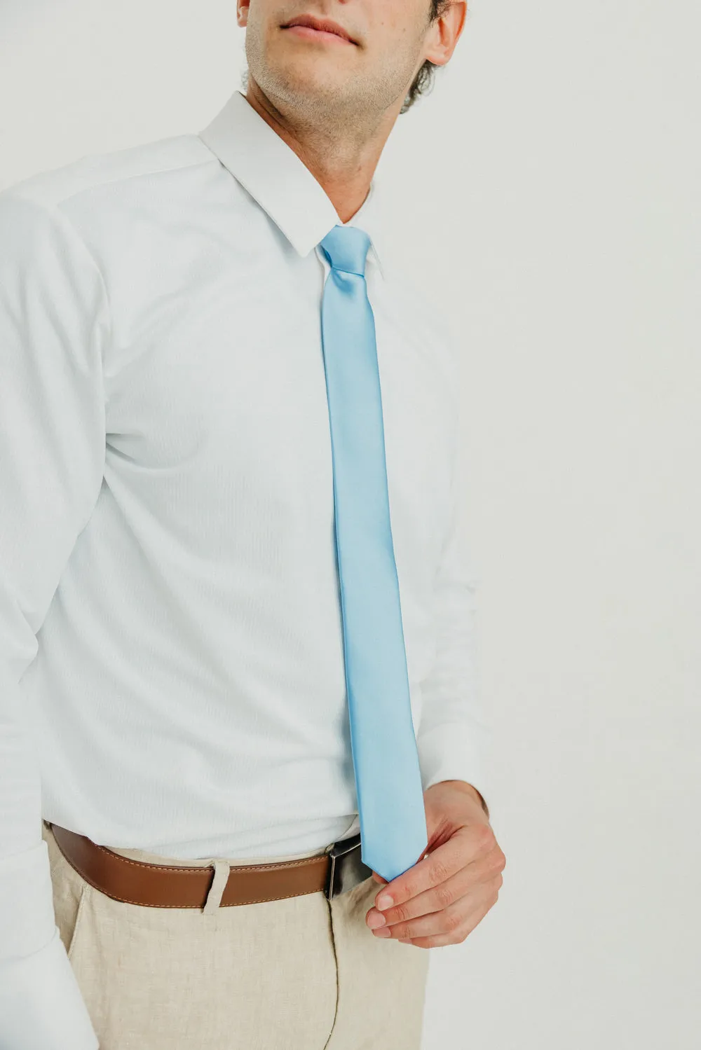 Solid Dusty Blue Satin Tie