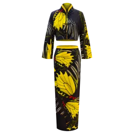 SPARKLE BY KAREN CHAN x Fung Yuen Butterfly Reserve【GOLDEN BIRDWING】100% Silk Cheongsam Set (Long Sleeve) (金裳鳳蝶)