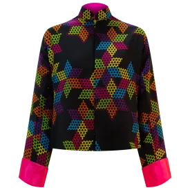 SPARKLE BY KAREN CHAN x  HK Heritage Museum【CHINESE CHECKERS】100% Silk Mini Tang Jacket / Mini Kung Fu Jacket (我們的兒時玩意) (波子棋)