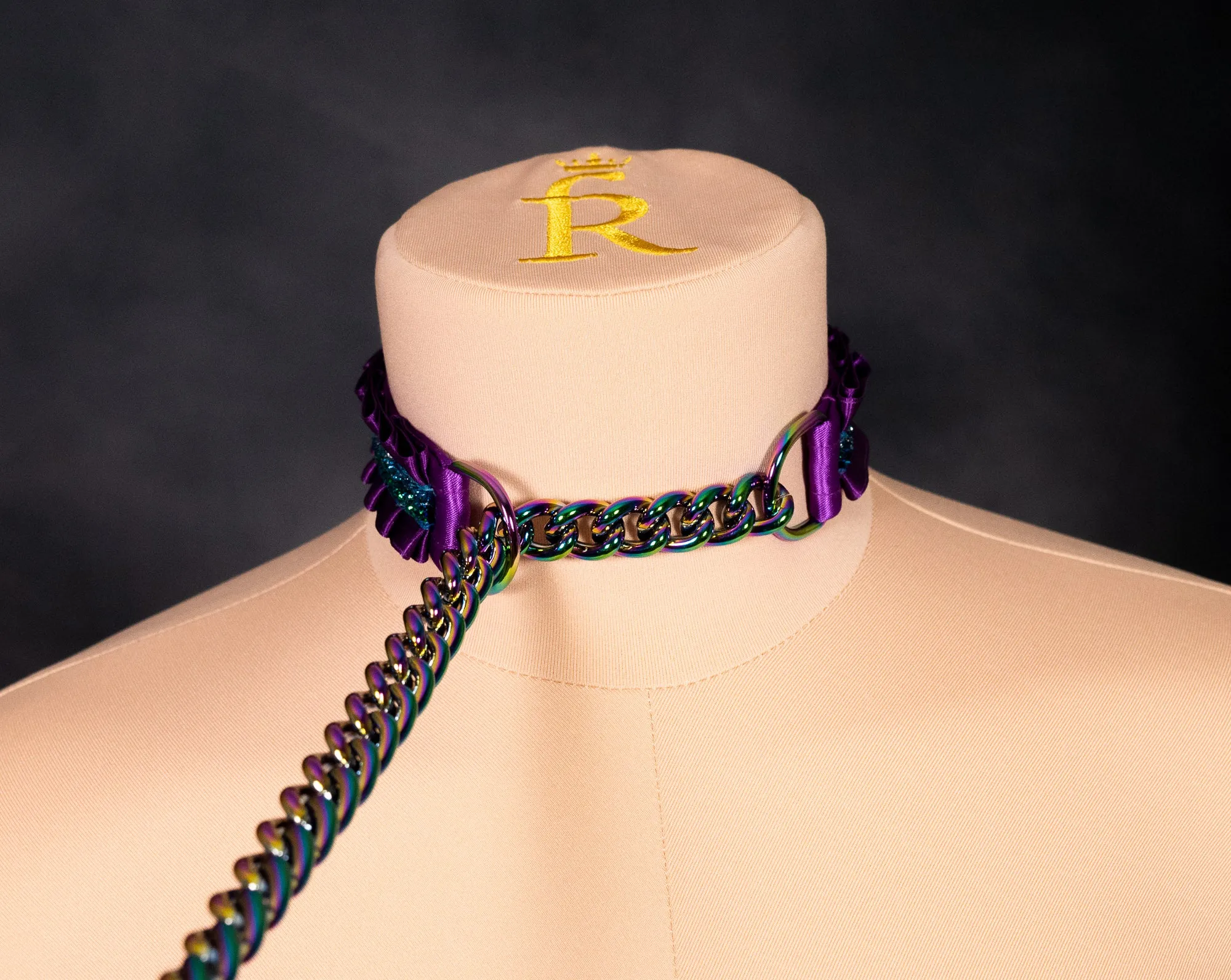 Split Rainbow Plum Slip Chain Collar