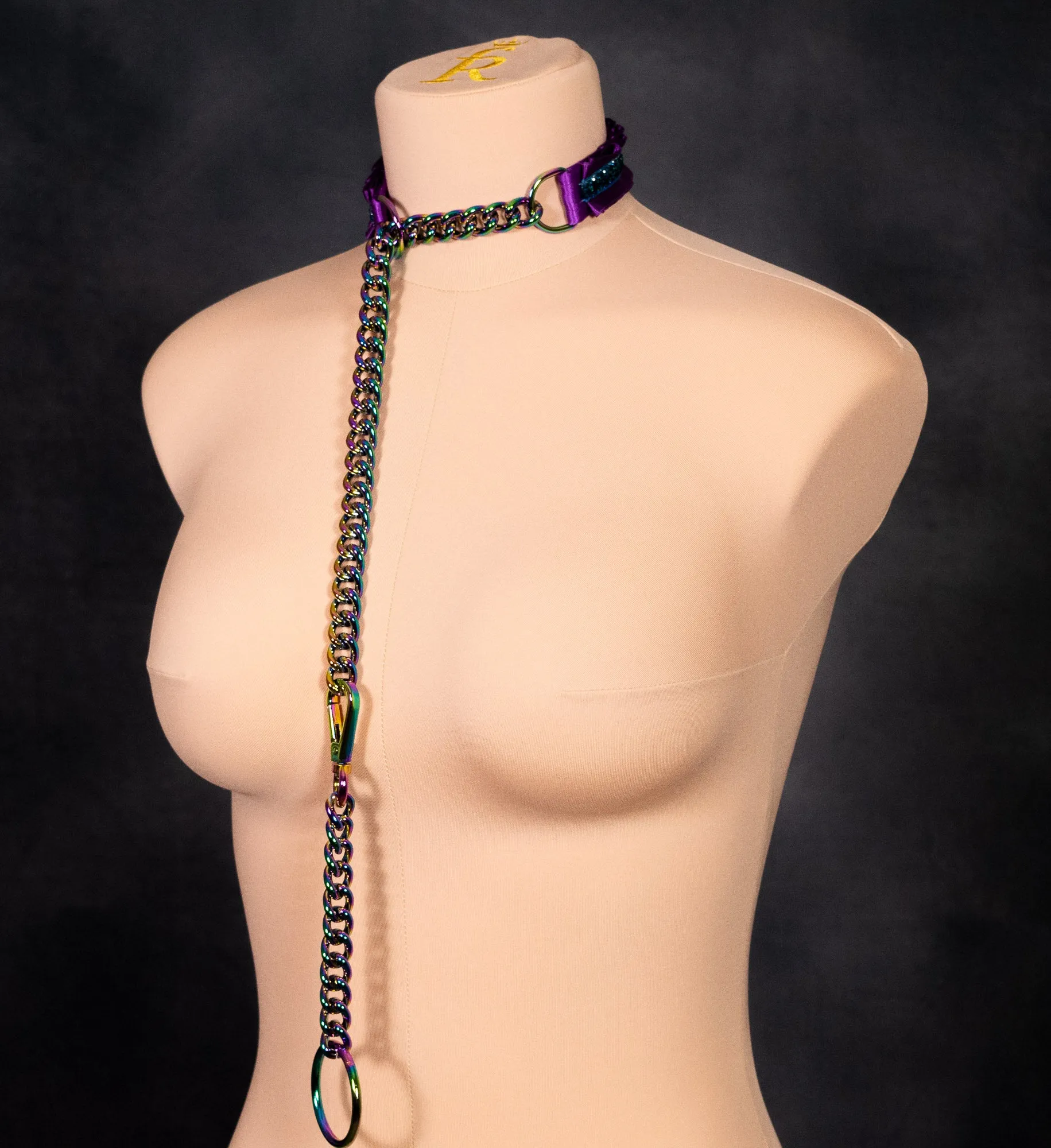 Split Rainbow Plum Slip Chain Collar