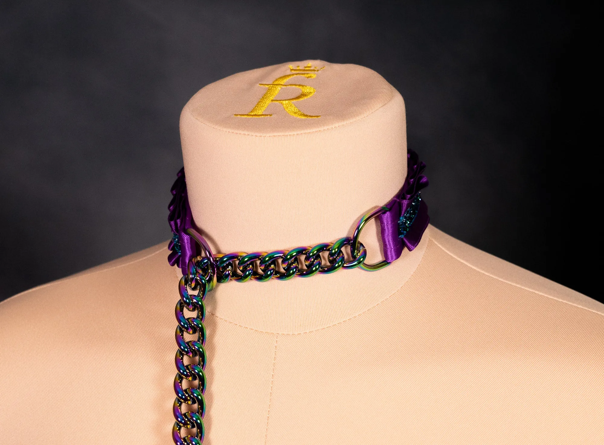 Split Rainbow Plum Slip Chain Collar