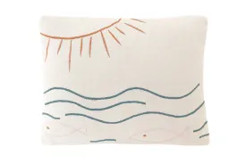 Sun, Fish   Ocean Embroidered Cotton Pillow