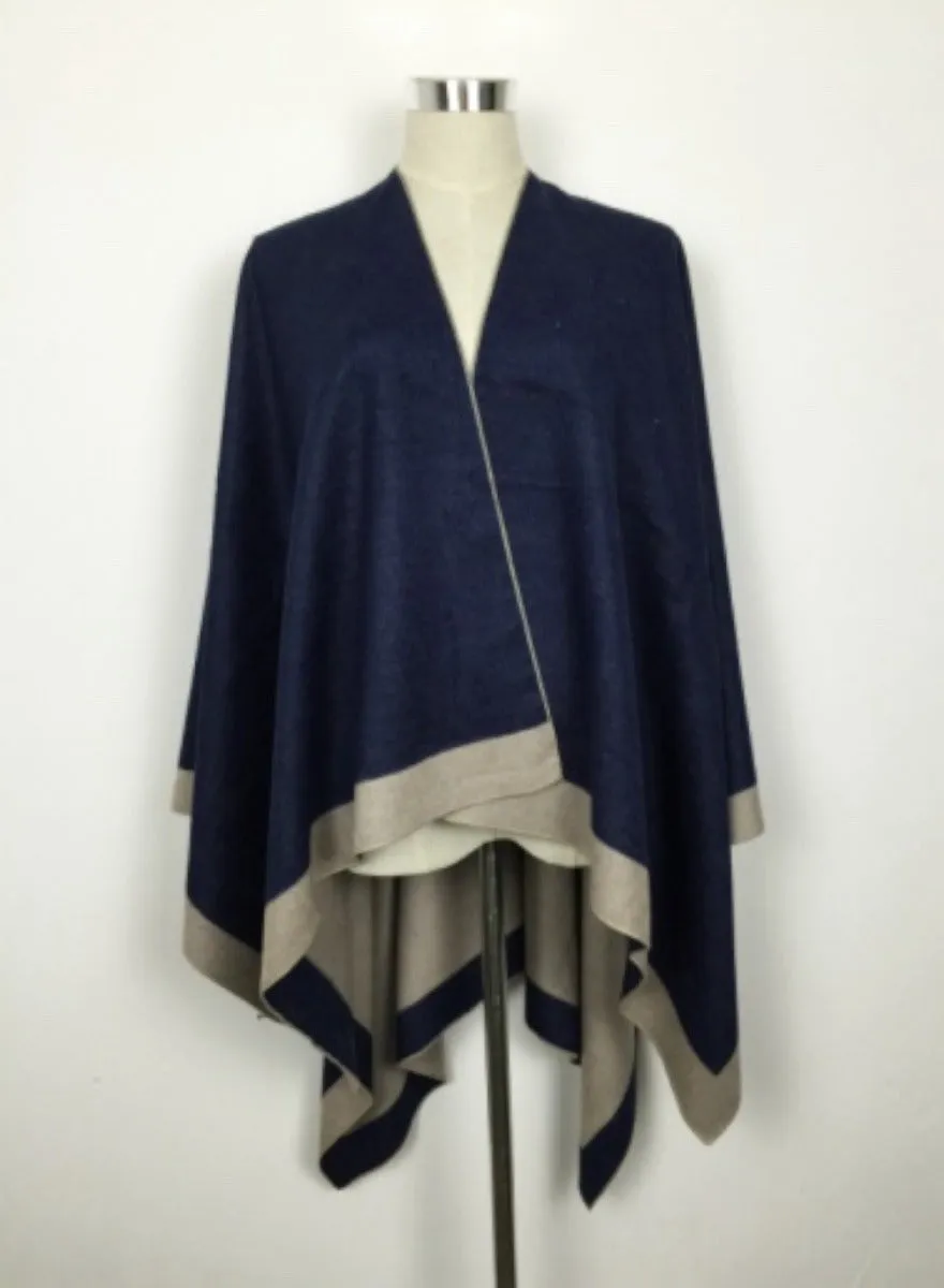 TANG Reversible Shawl Denim/Latte