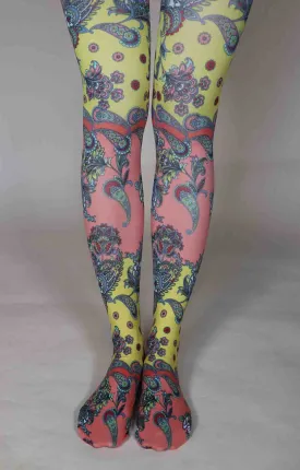 Vibrant Paisley Printed Art Tights