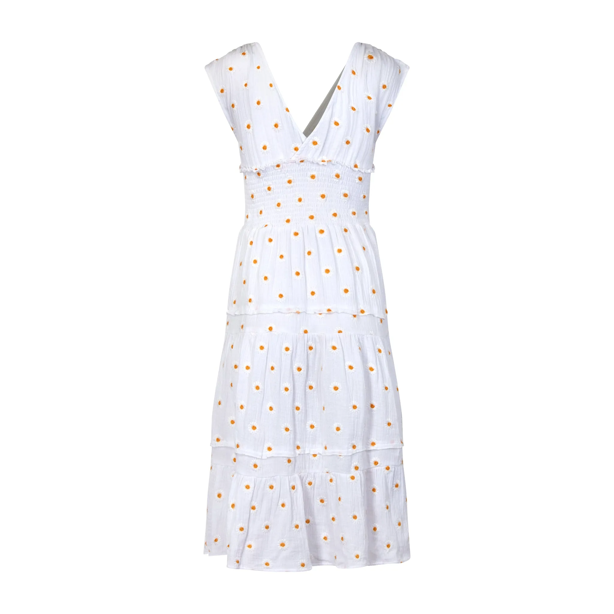 Wendy Cotton Gauze dress with hand embroidered Daisies