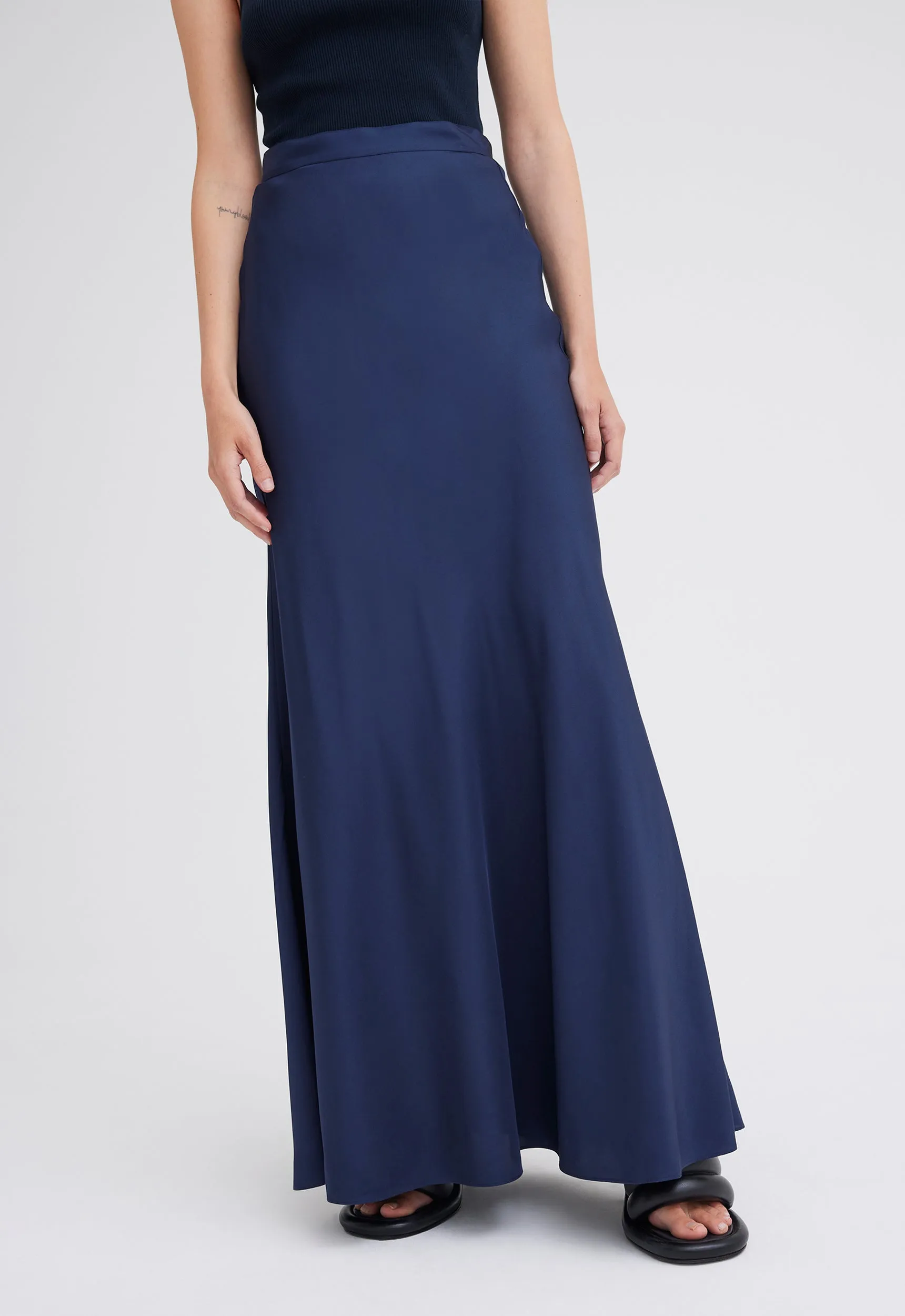 Wick Silk Maxi Skirt - Skipper Blue