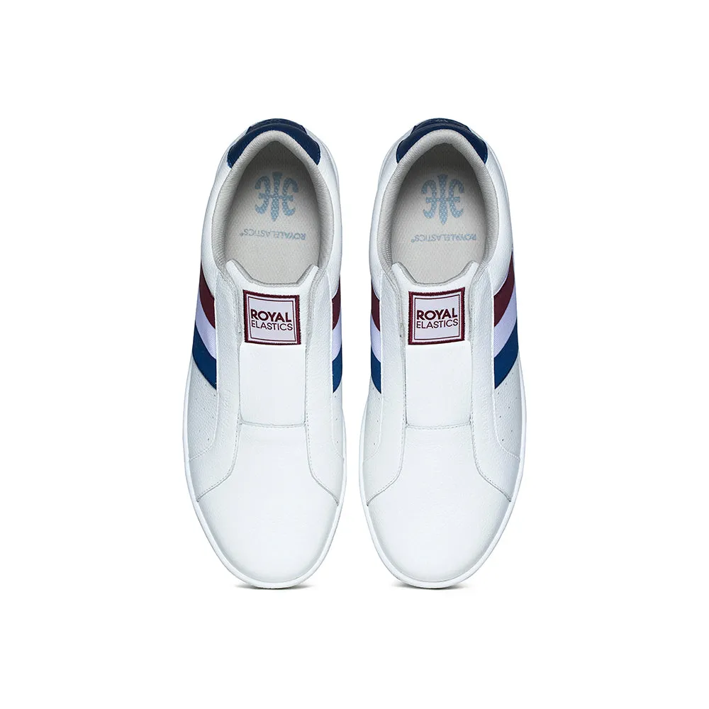 Women's Bishop White Red Blue Leather Sneakers 91701-015