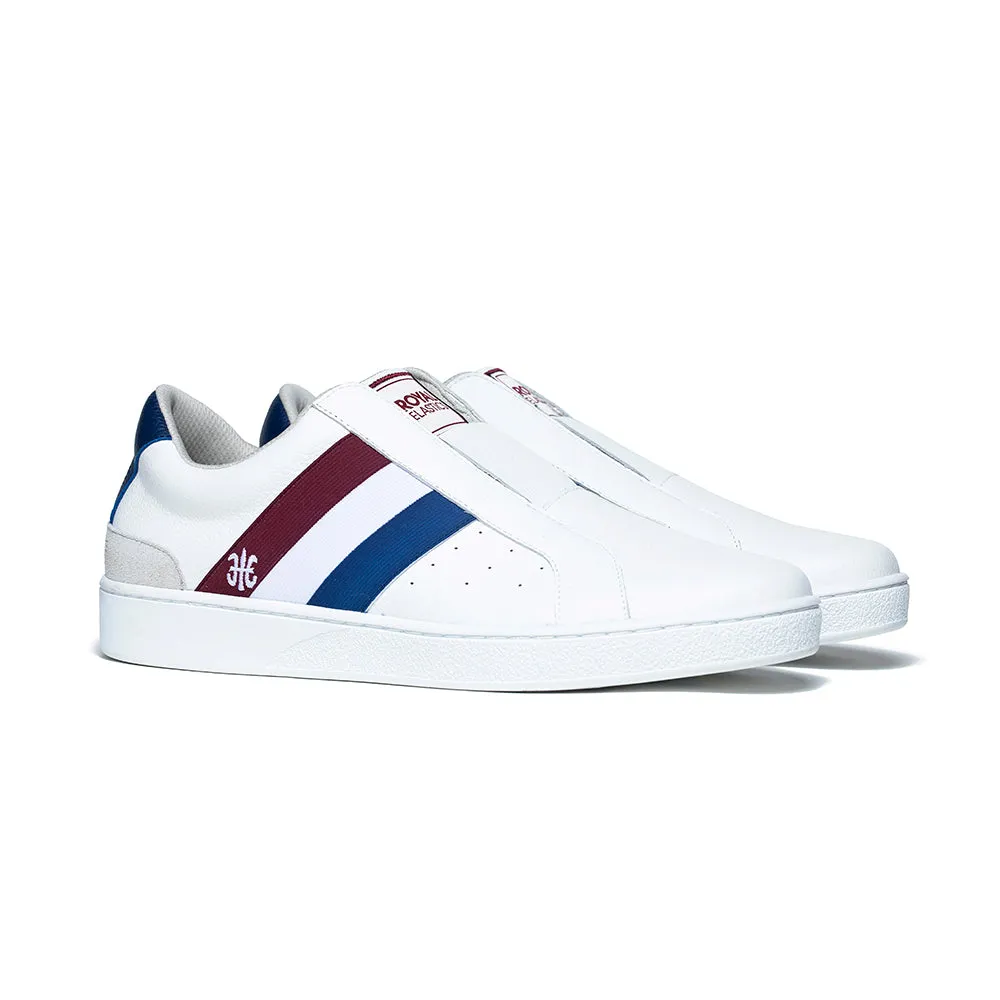 Women's Bishop White Red Blue Leather Sneakers 91701-015