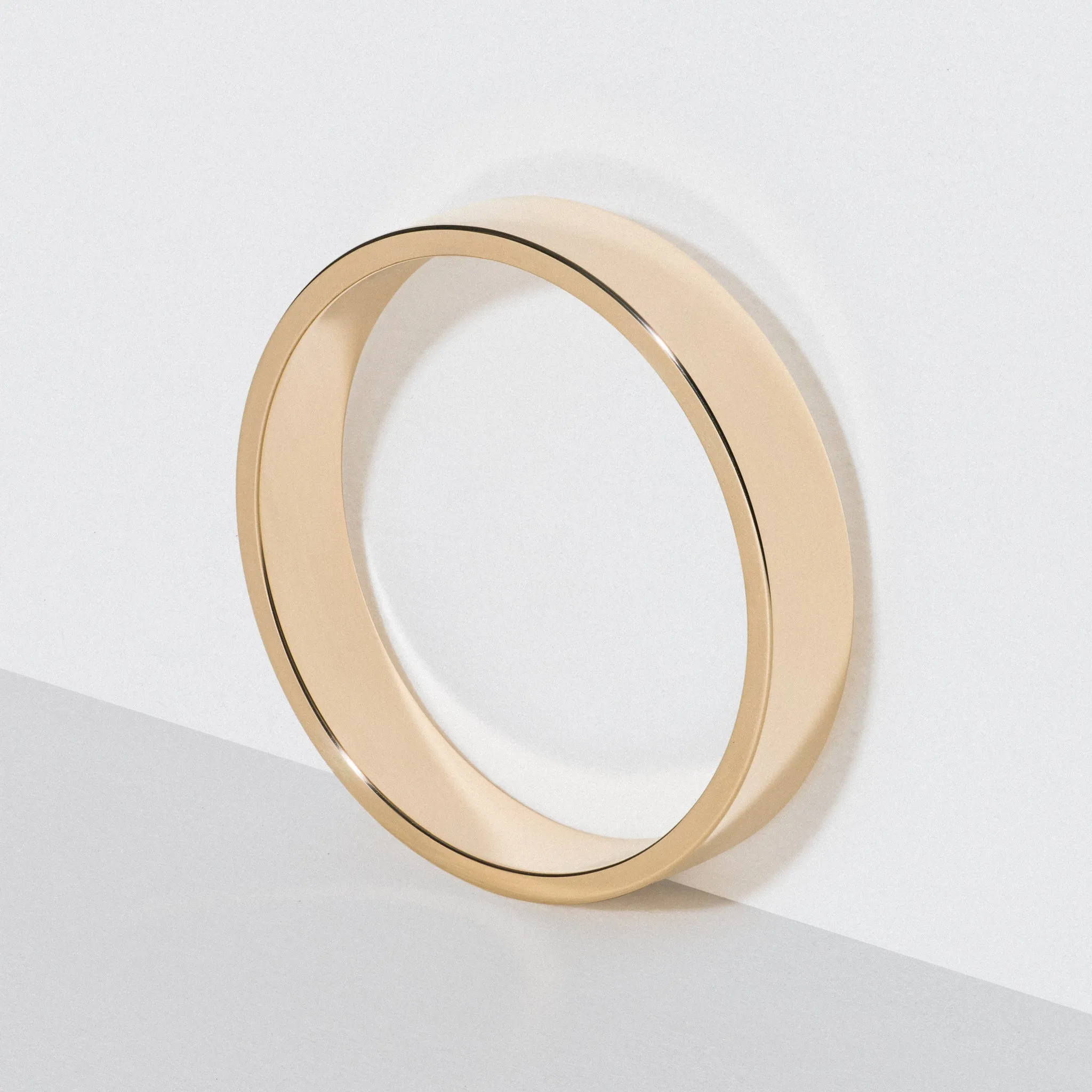 Yellow Gold Flat Wedding Band - Polished 4mm