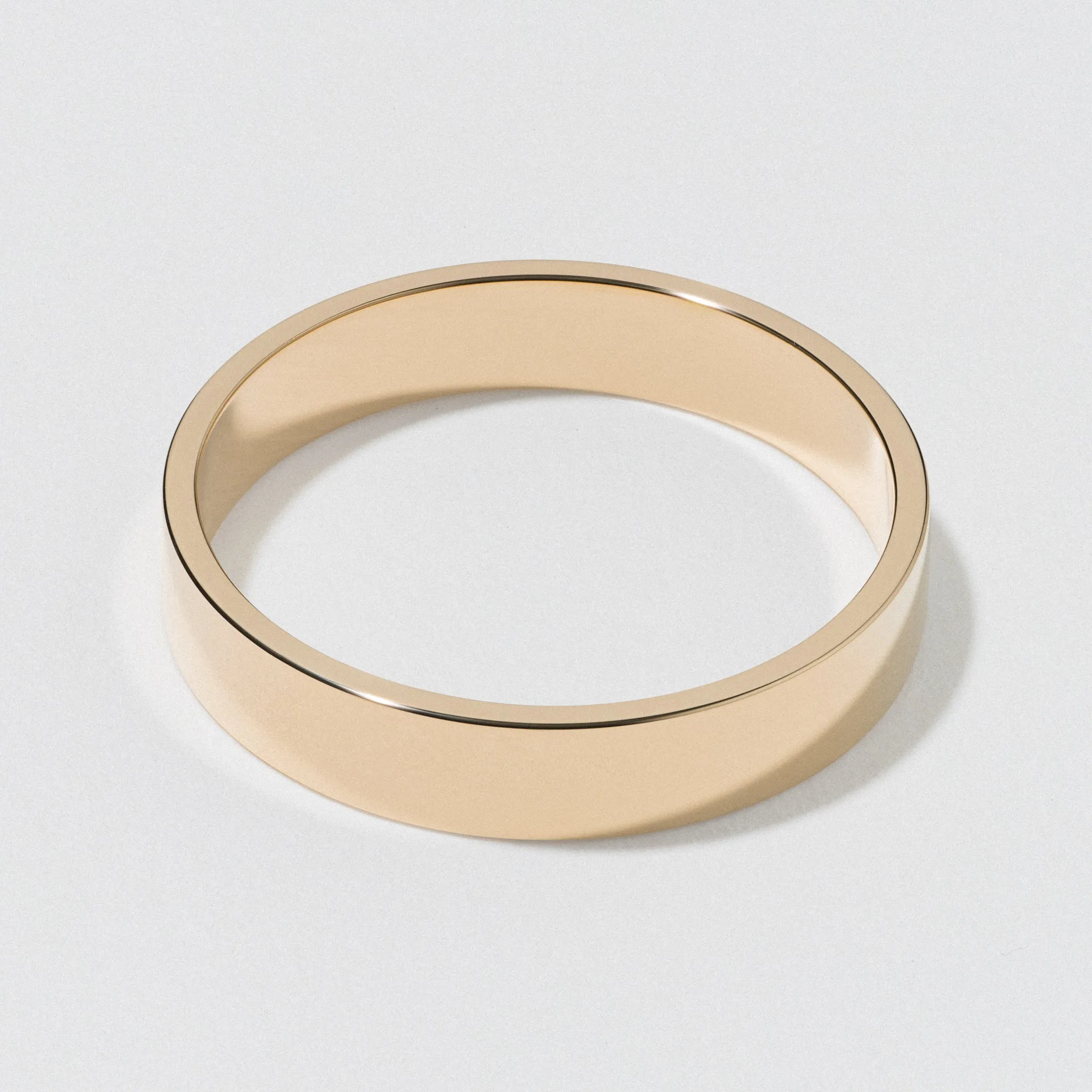 Yellow Gold Flat Wedding Band - Polished 4mm