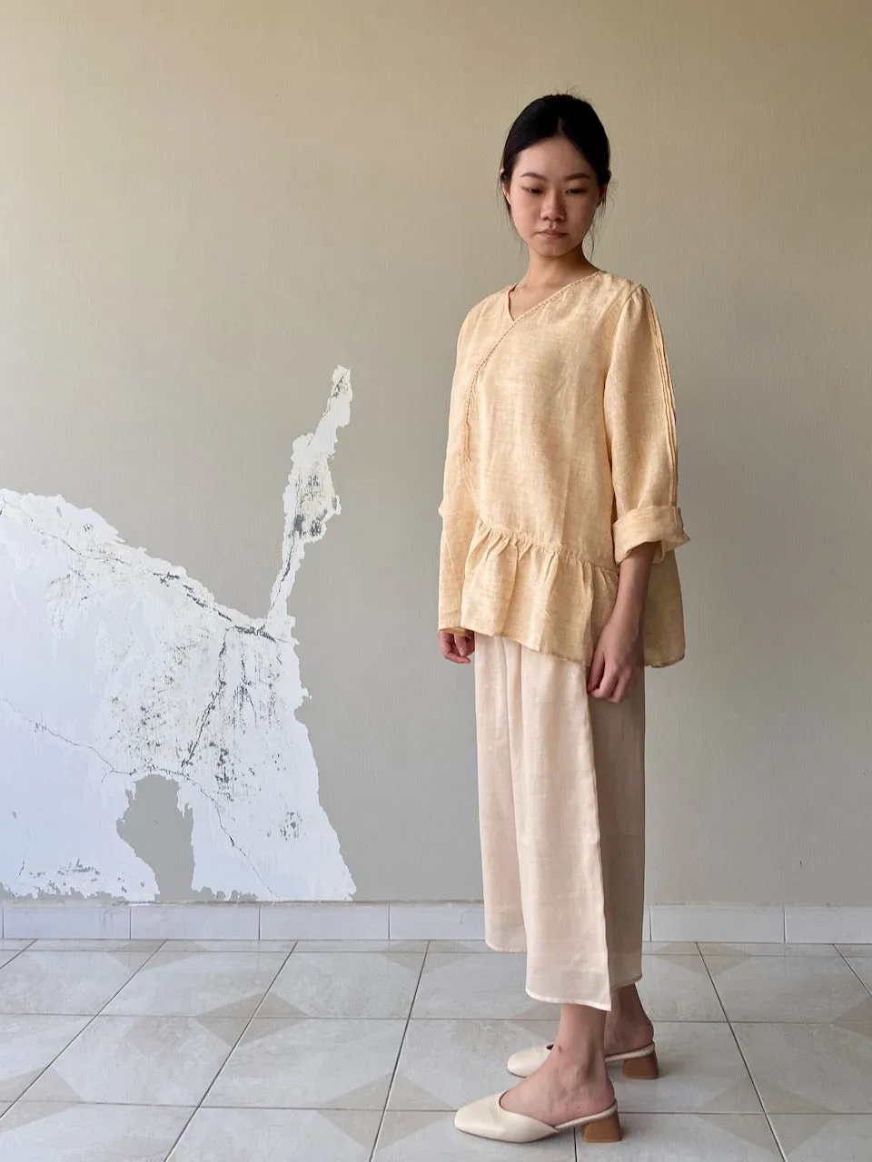 Yellow Linen Hanfu Cheongsam Top