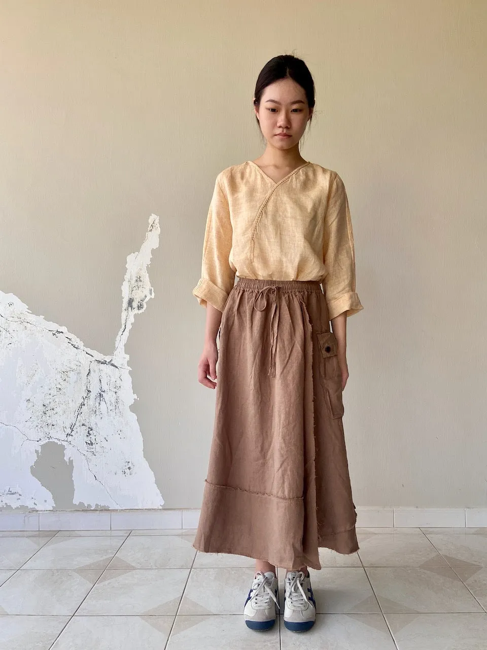 Yellow Linen Hanfu Cheongsam Top