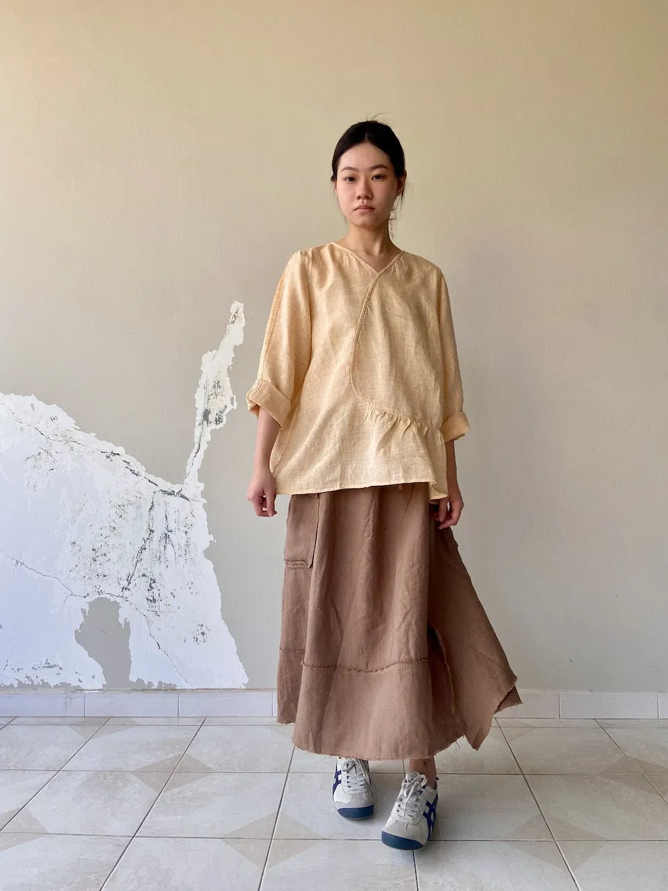 Yellow Linen Hanfu Cheongsam Top